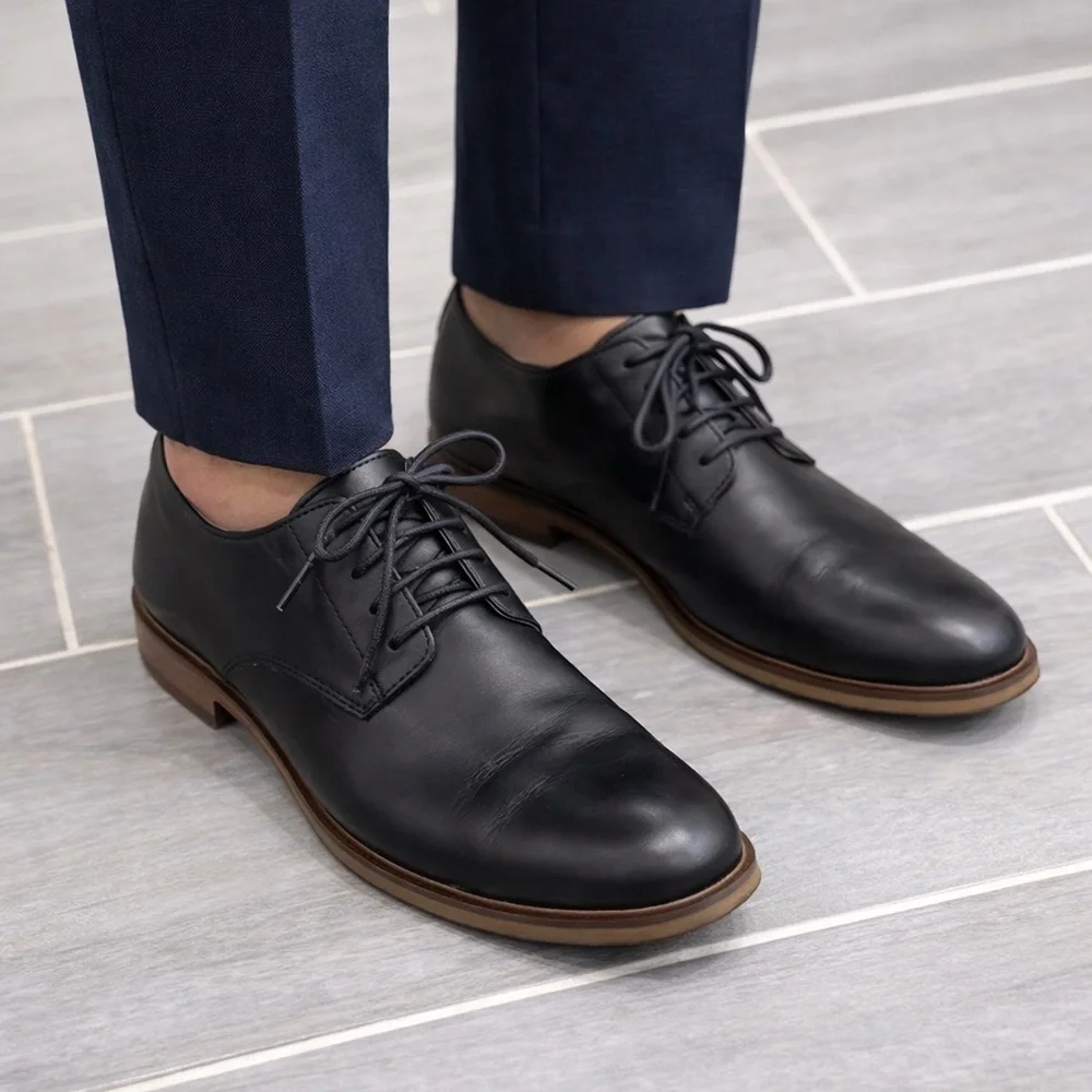 Clarks Atticus Lace Oxford, Black Leather, Men’s US Size 8.5